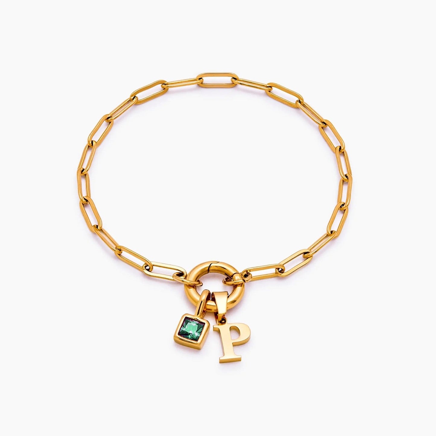 Büroklammer-Armband mit Initiale und Geburtsstein