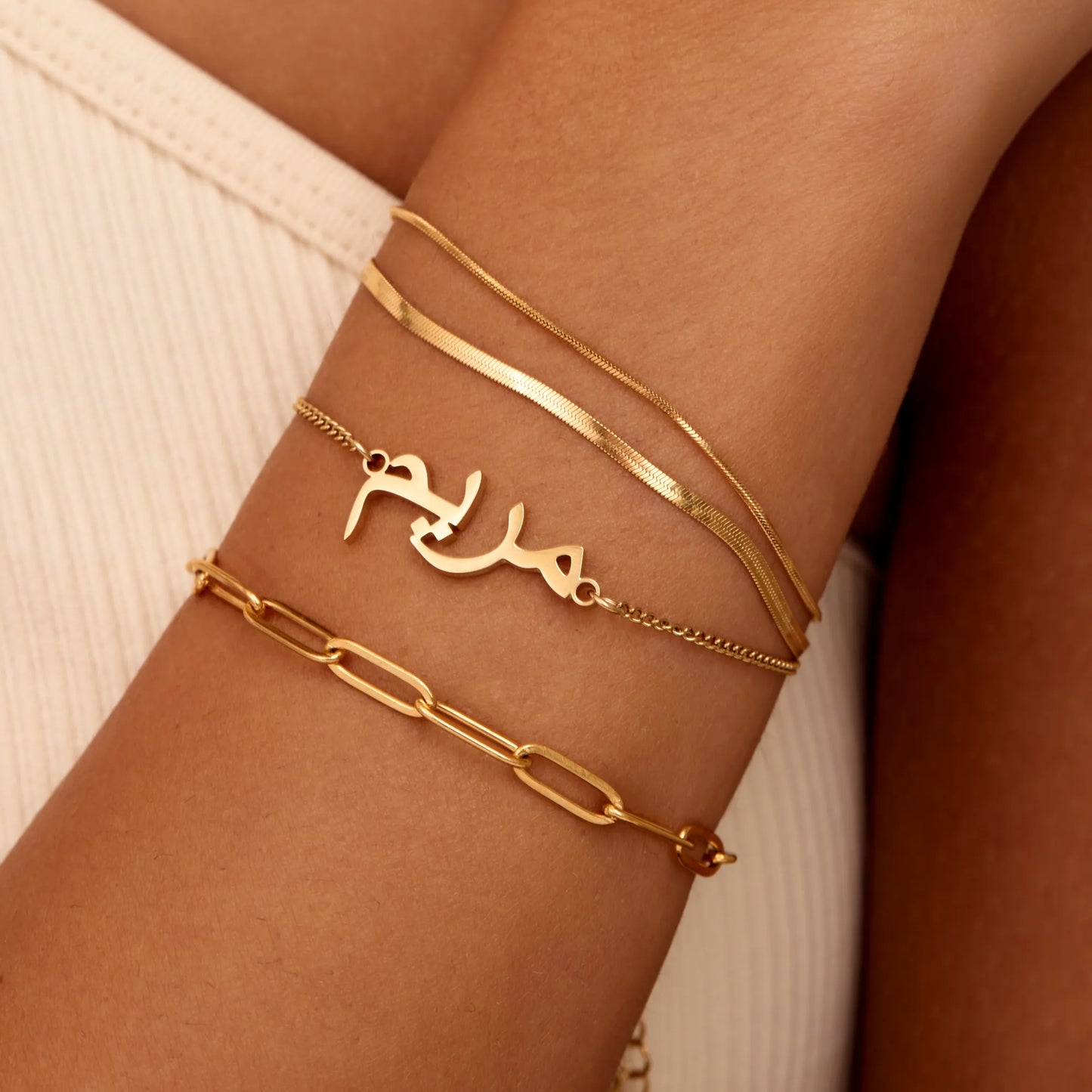 Geschichtetes Armband mit doppelter Schlangenkette