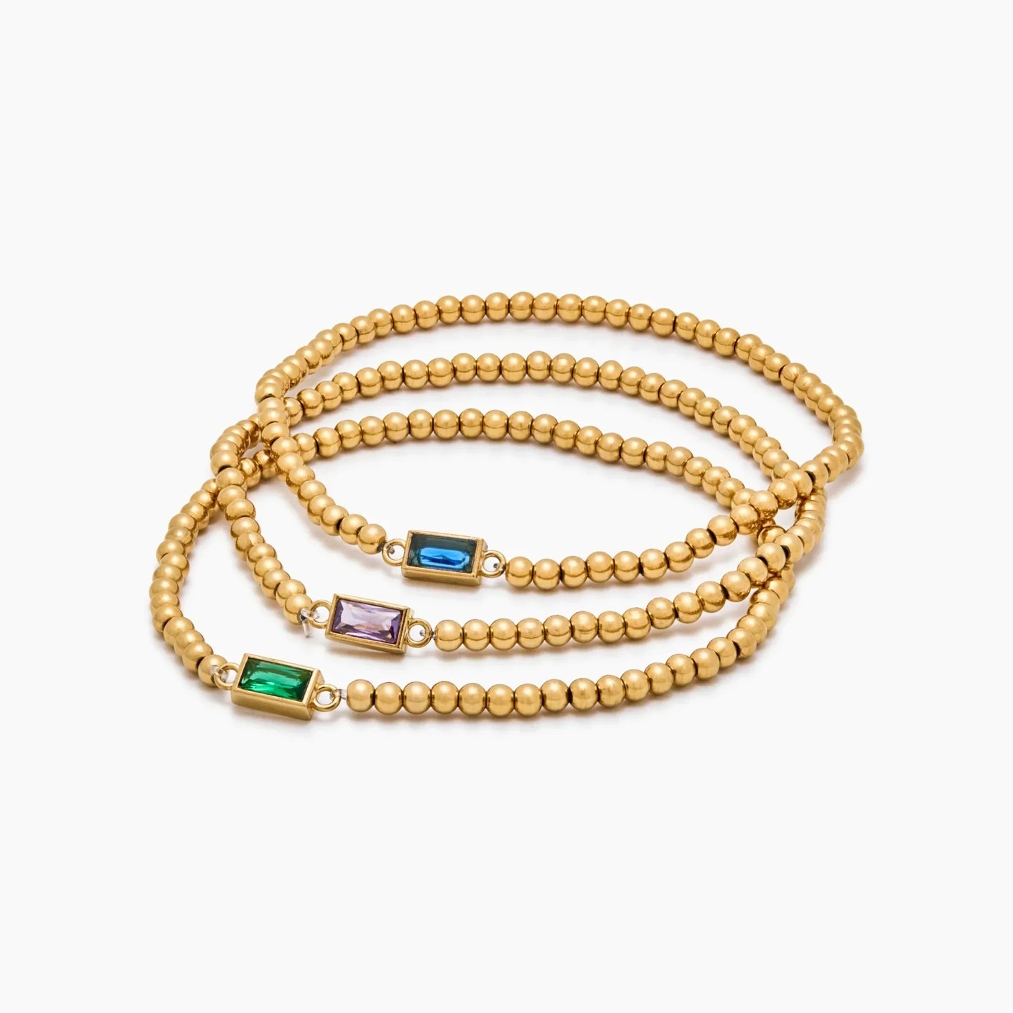 Goldenes Perlenarmband mit Geburtsstein