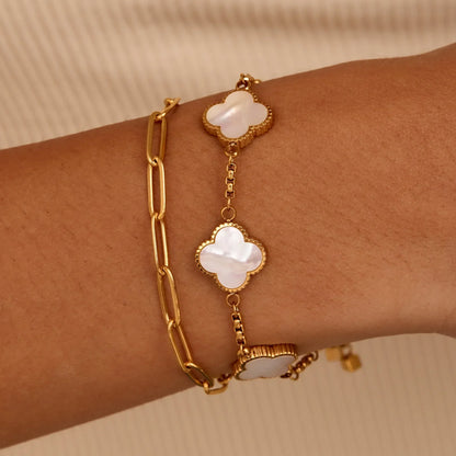 Perlmutt-Kleeblatt-Armband