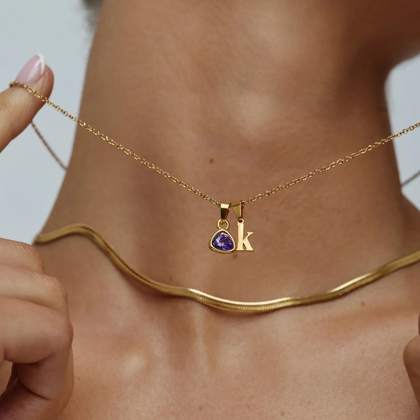 By Heart Kette mit Initiale & Geburtsstein