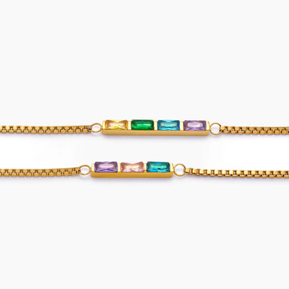 Zartes Baguette-Geburtsstein-Armband