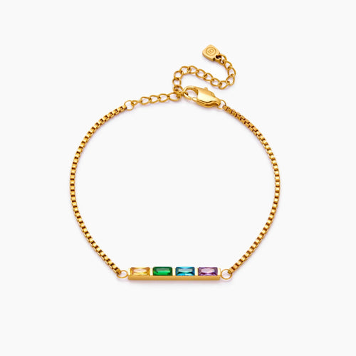 Zartes Baguette-Geburtsstein-Armband