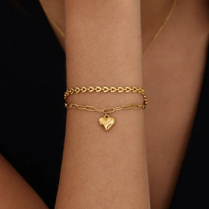 Büroklammer-Armband mit Herz-Charm