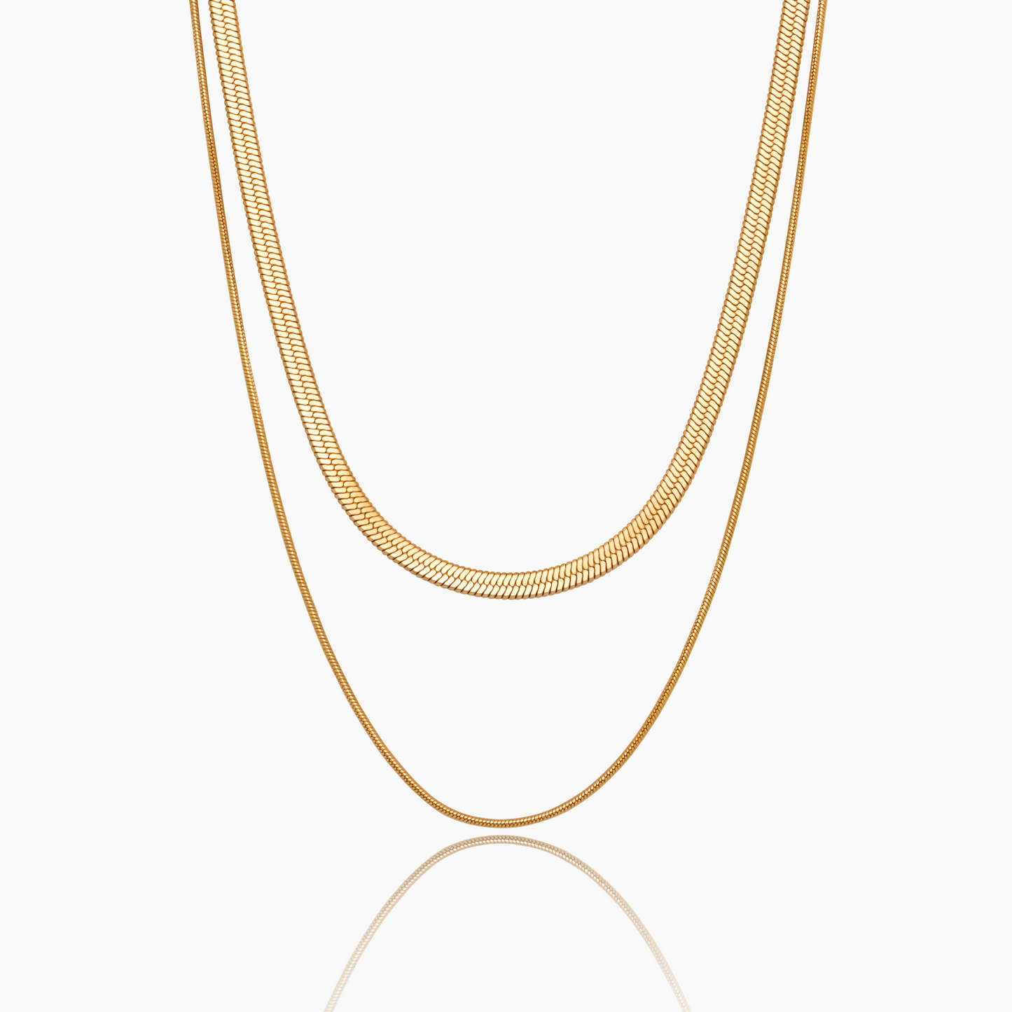 Layering-Halskette mit doppelter Schlangenkette