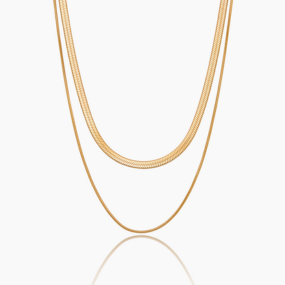 Layering-Halskette mit doppelter Schlangenkette