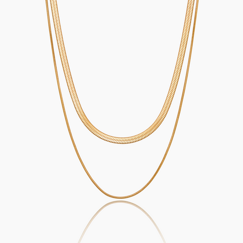 Layering-Halskette mit doppelter Schlangenkette