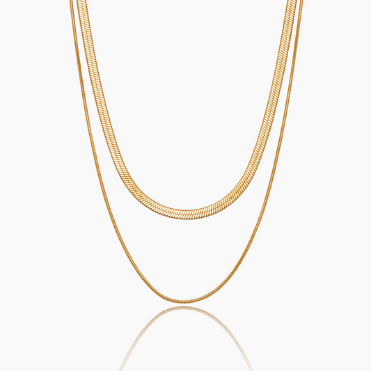 Layering-Halskette mit doppelter Schlangenkette