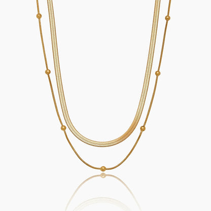Layering-Halskette mit Schlangen- und Satellitenkette
