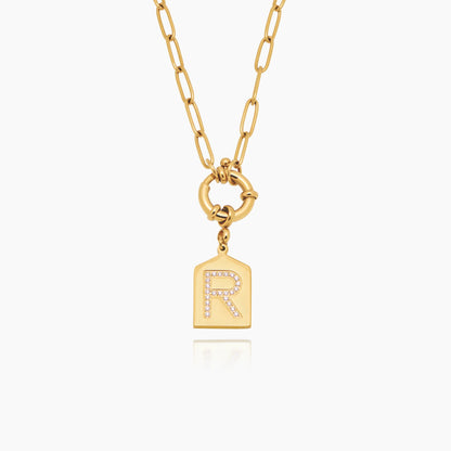 Kette mit Initiale-Anhänger Pavé