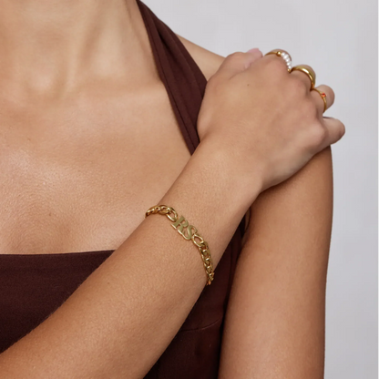 Panzerkette-Armband mit Initiale