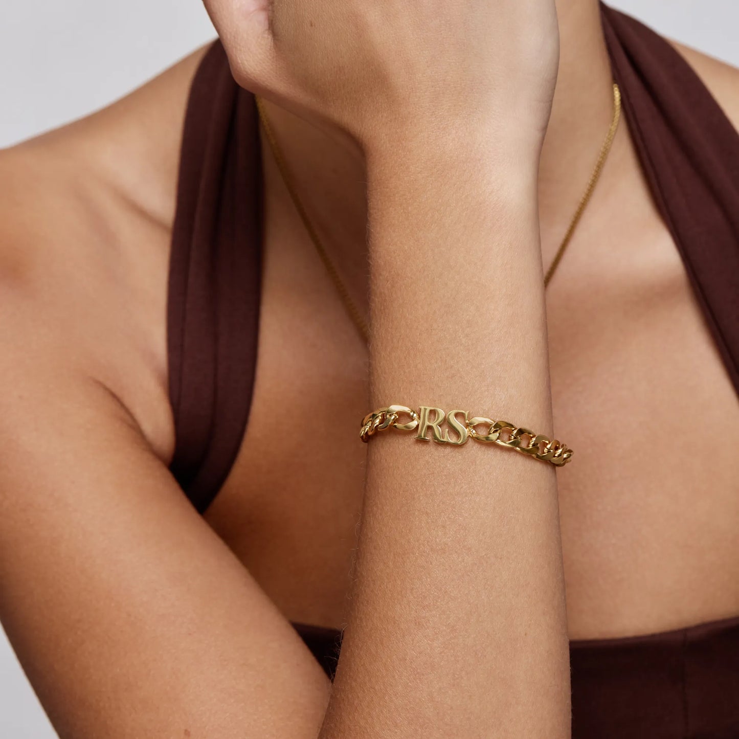 Panzerkette-Armband mit Initiale