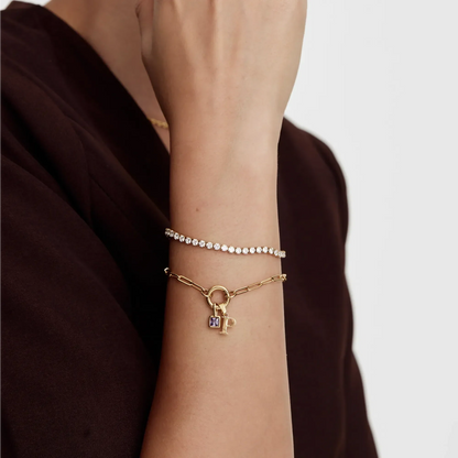 Büroklammer-Armband mit Initiale und Geburtsstein