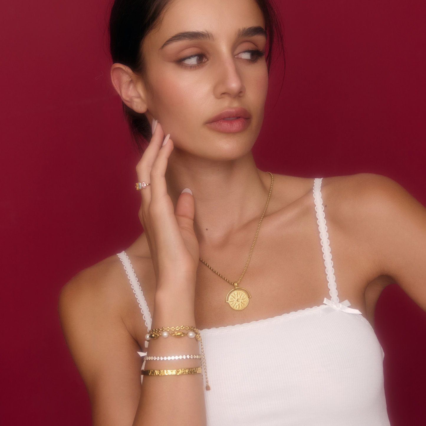 Süßwasserperlen-Armband mit geschmolzenem Gold