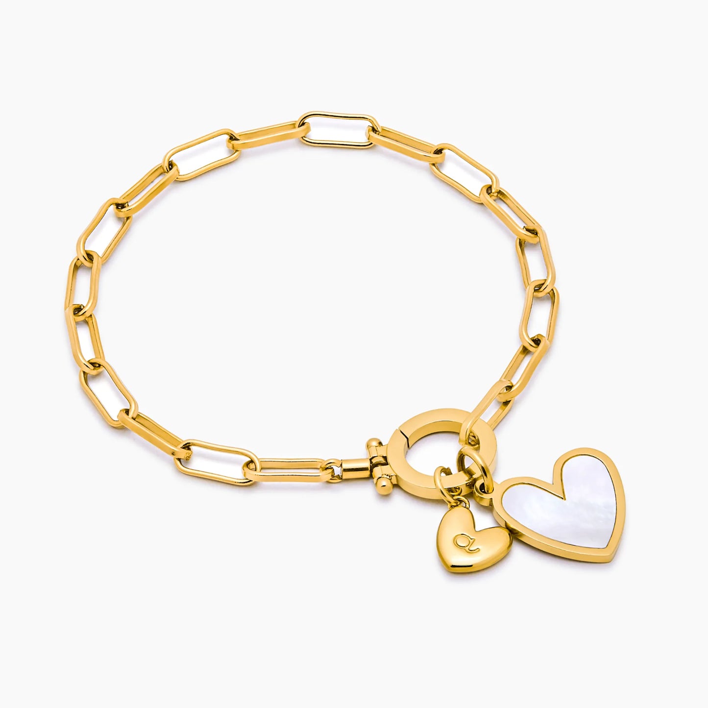 Paperclip-Initial-Herz-Duo-Armband