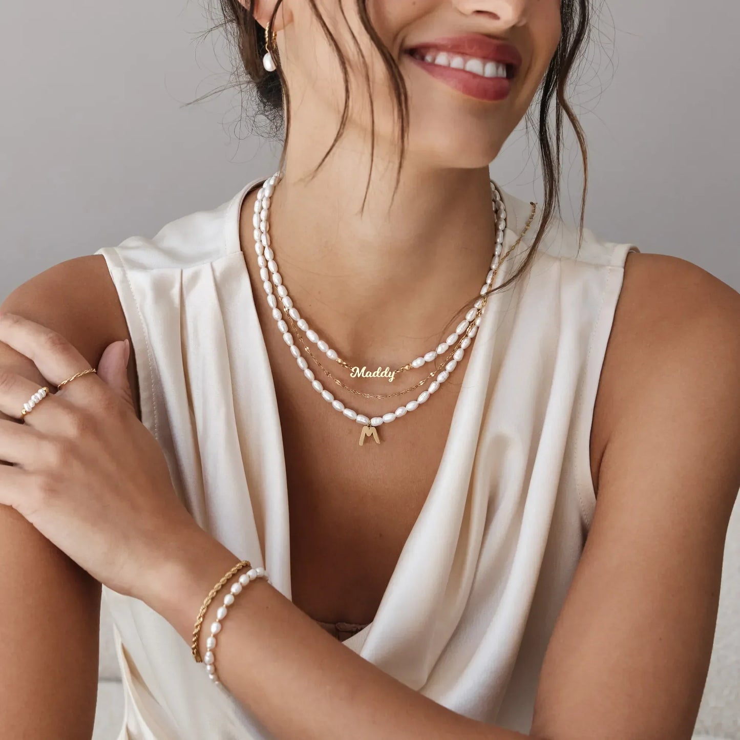 Statement-Perlenkette mit Initiale