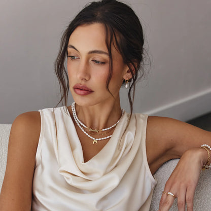 Statement-Perlenkette mit Initiale