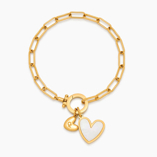 Paperclip-Initial-Herz-Duo-Armband