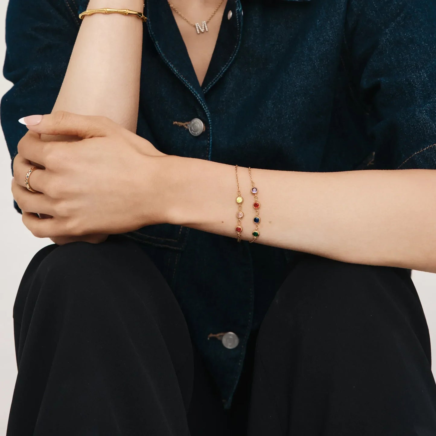 Personalisiertes Armband mit mehreren Geburtssteinen