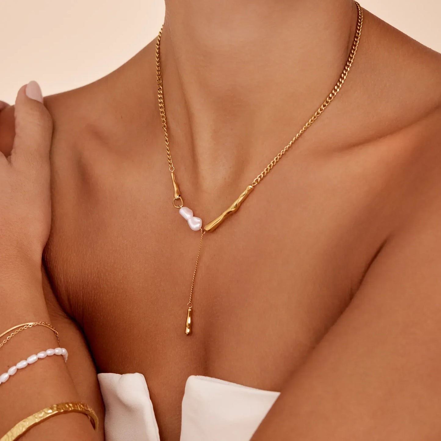 Elara Kette mit Perlen-Steg