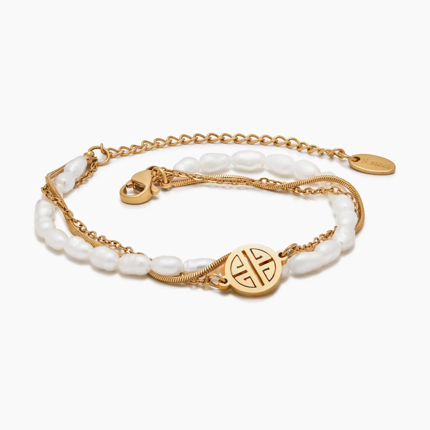 Sunshine Armband-Set aus Perlen &amp; Gold im Lagenlook
