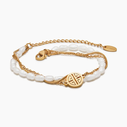 Sunshine Armband-Set aus Perlen &amp; Gold im Lagenlook