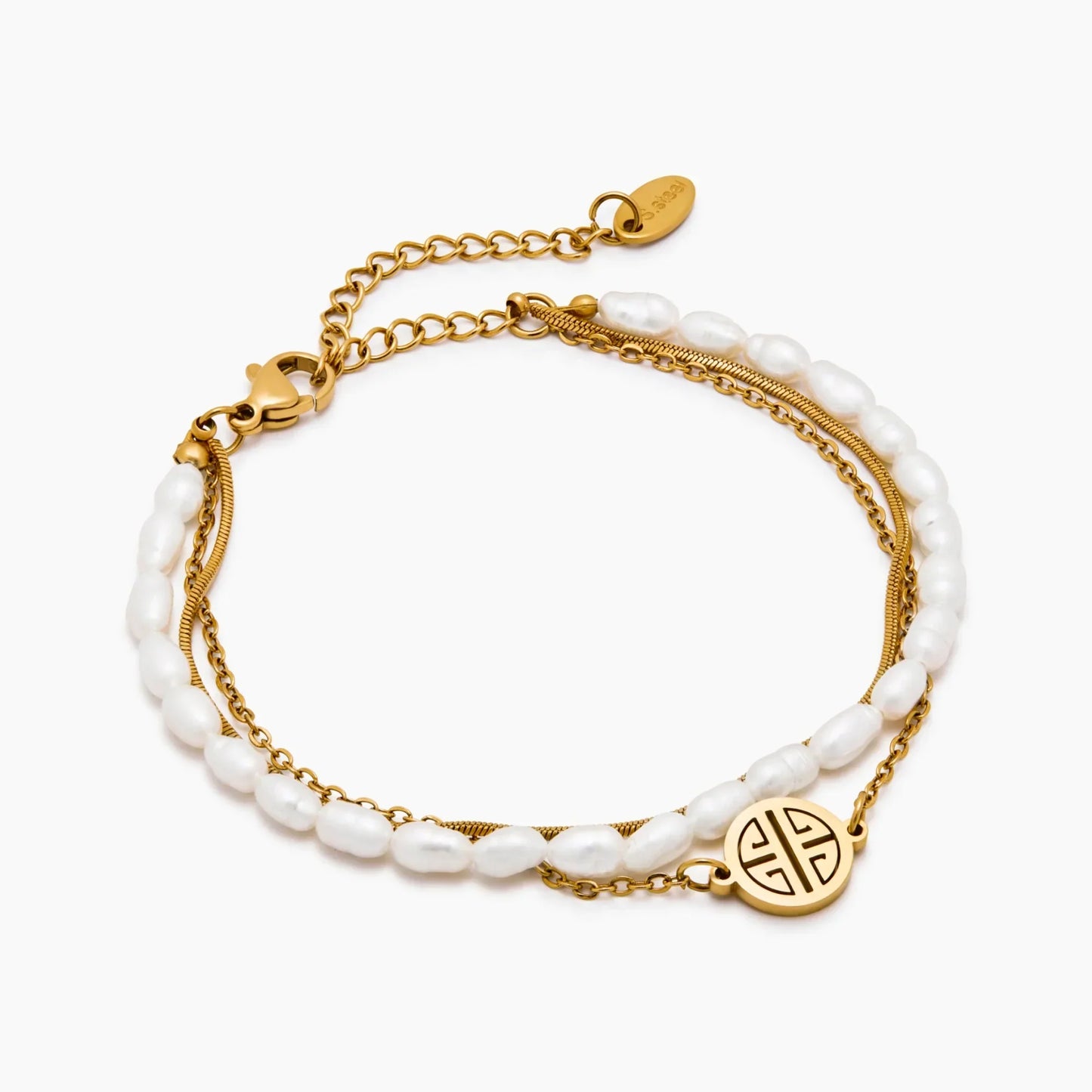 Sunshine Armband-Set aus Perlen &amp; Gold im Lagenlook