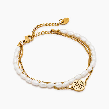 Sunshine Armband-Set aus Perlen &amp; Gold im Lagenlook