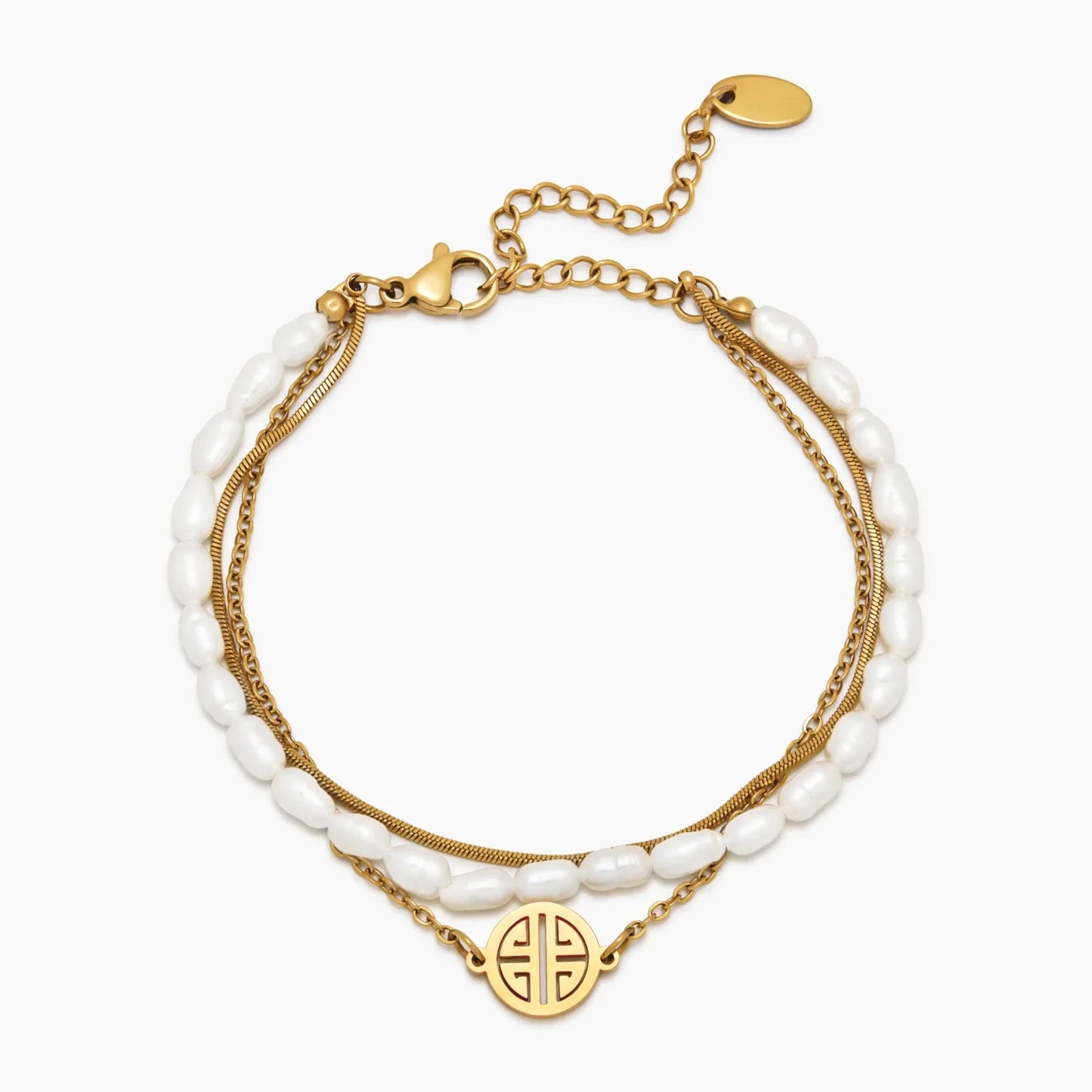 Sunshine Armband-Set aus Perlen &amp; Gold im Lagenlook