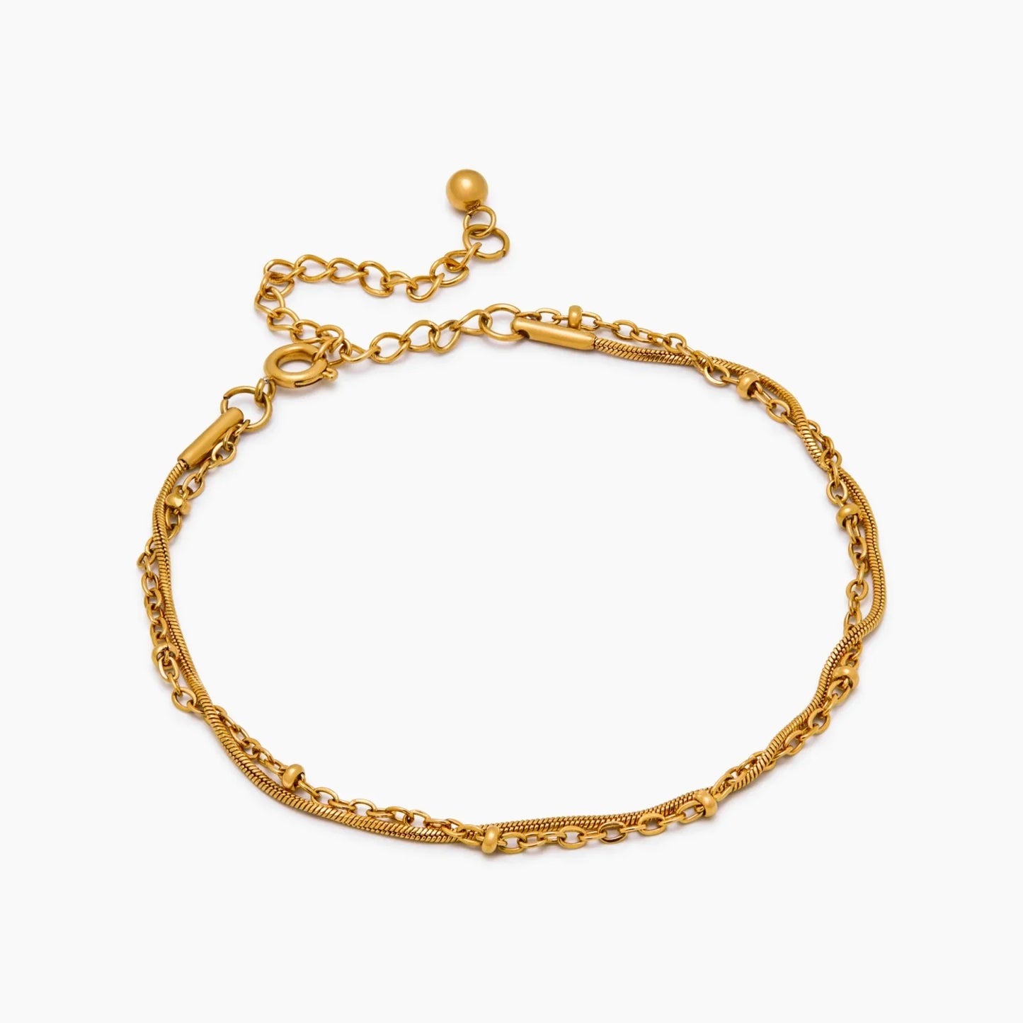 Geschichtetes Armband mit Perlen und Schlangenkette