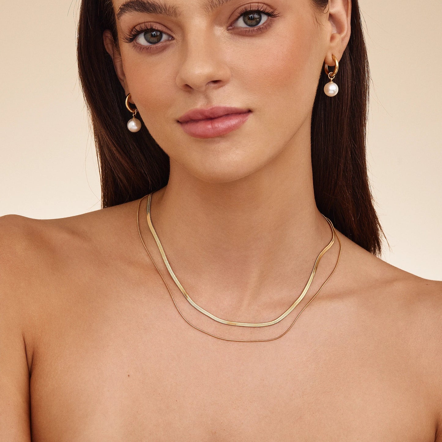 Layering-Halskette mit doppelter Schlangenkette