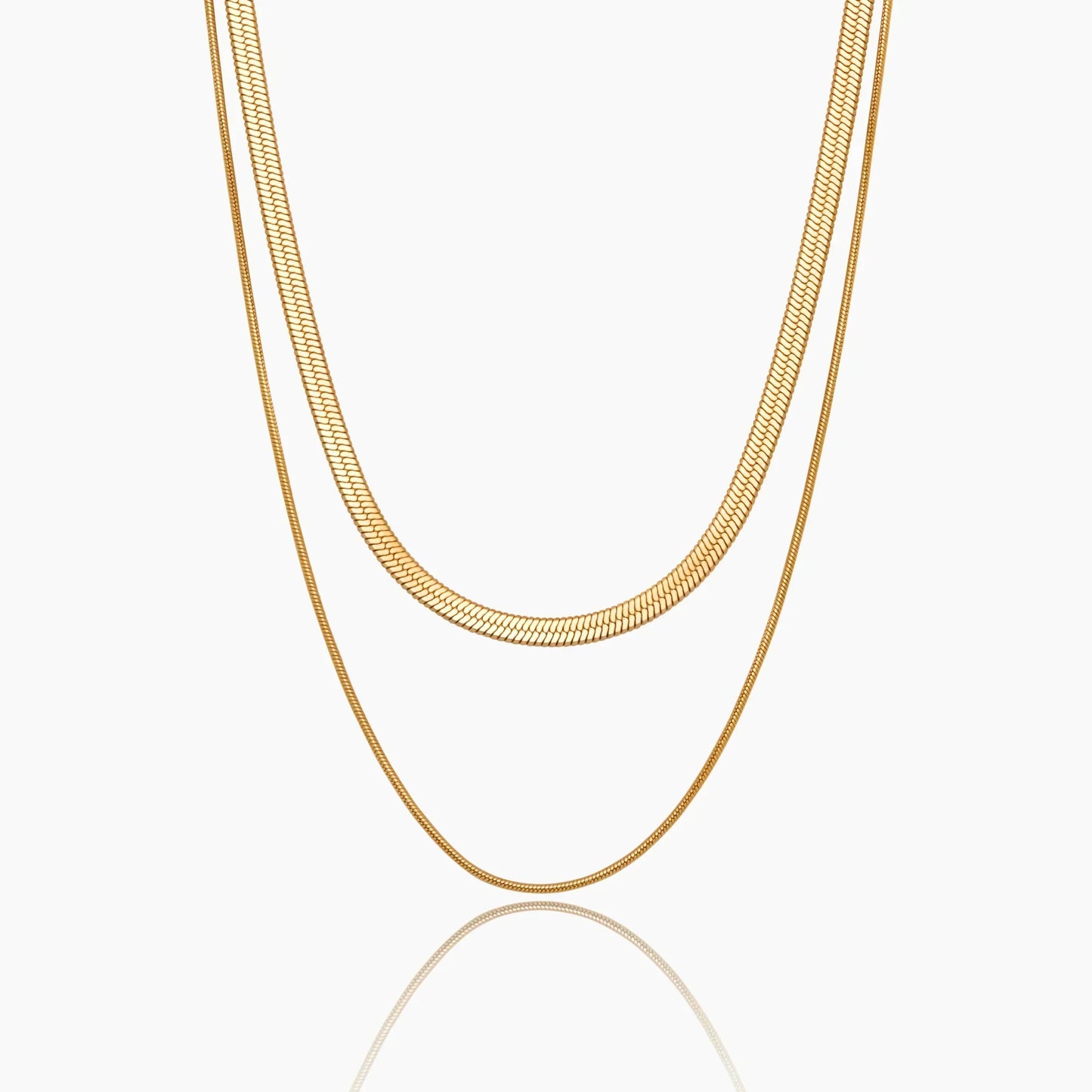 Layering-Halskette mit doppelter Schlangenkette