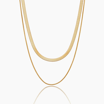 Layering-Halskette mit doppelter Schlangenkette