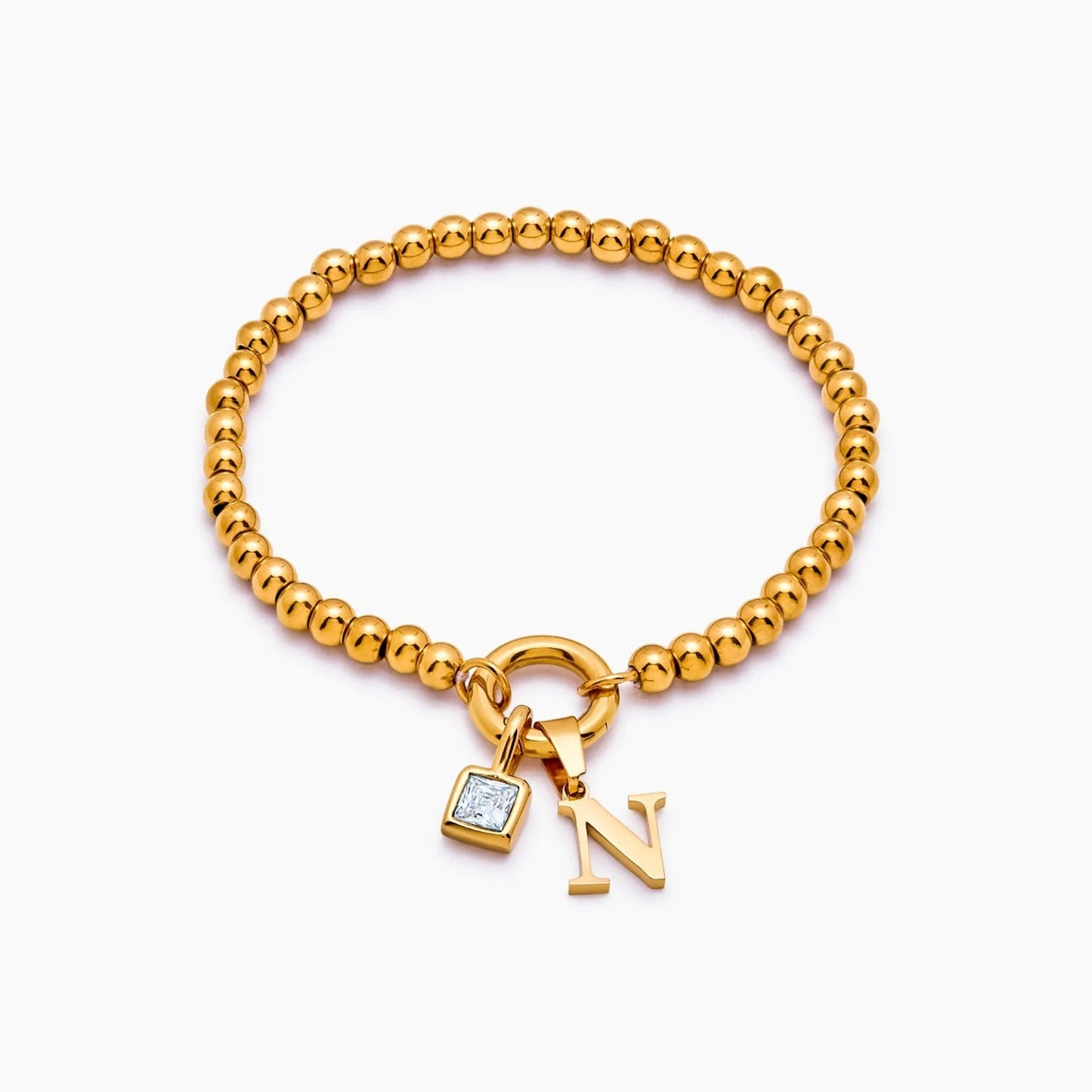 Perlenarmband mit Initiale und Geburtsstein