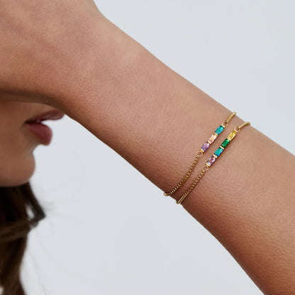 Zartes Baguette-Geburtsstein-Armband