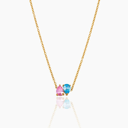 Duo Tropfen Geburtsstein Halskette
