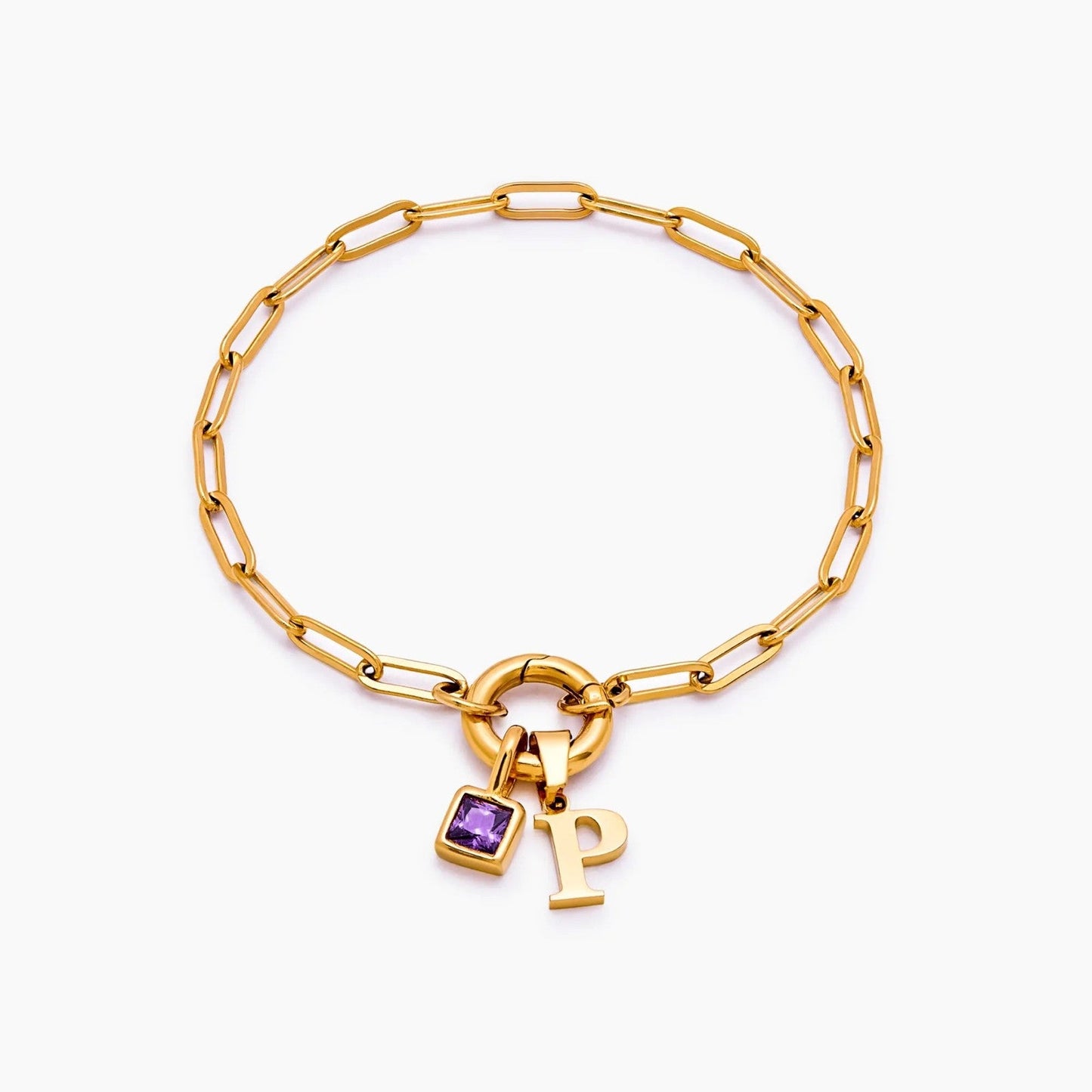 Büroklammer-Armband mit Initiale und Geburtsstein