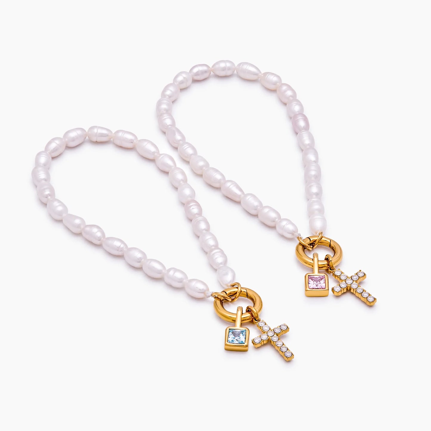 Perlen-Geburtsstein-Kreuz-Charm-Armband