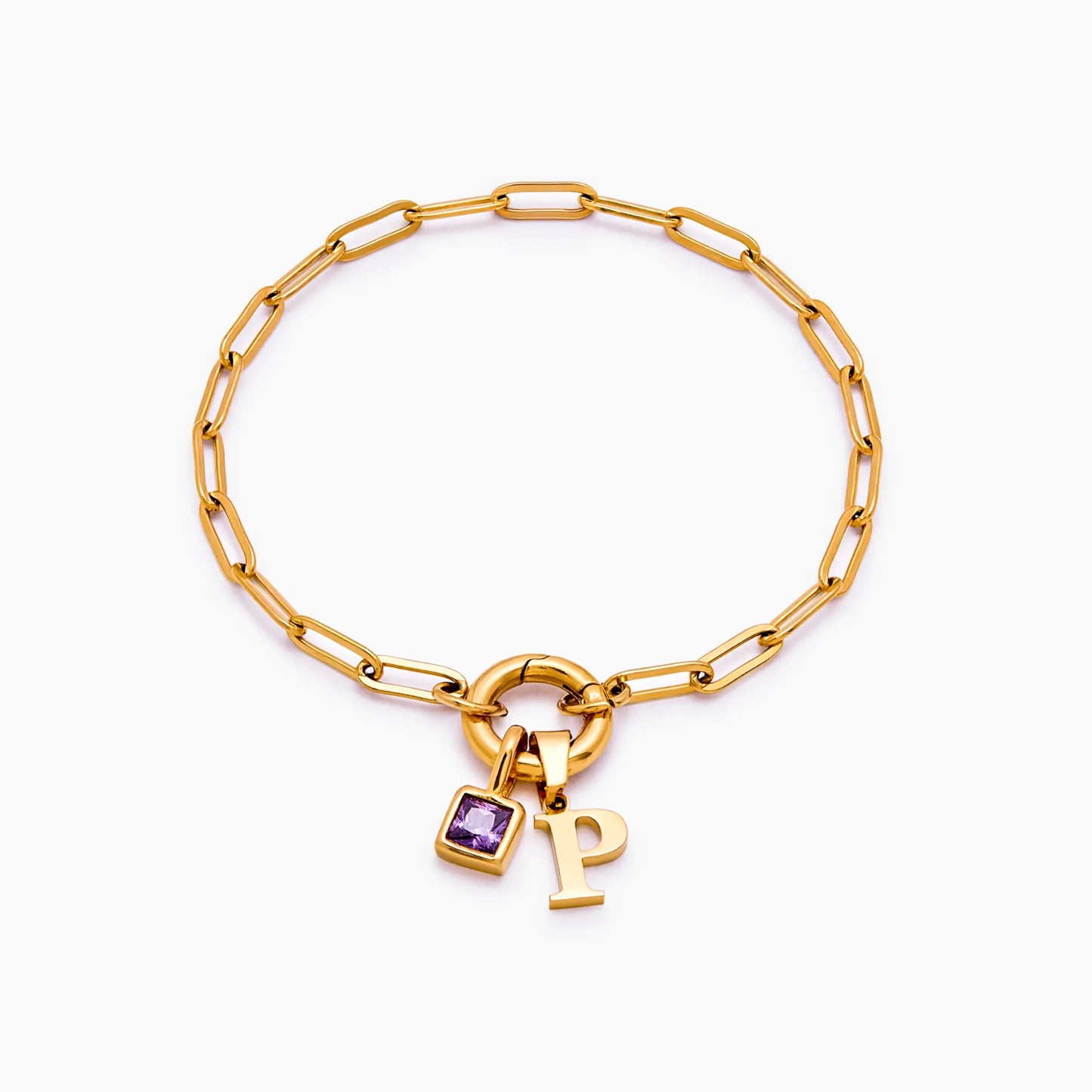 Büroklammer-Armband mit Initiale und Geburtsstein