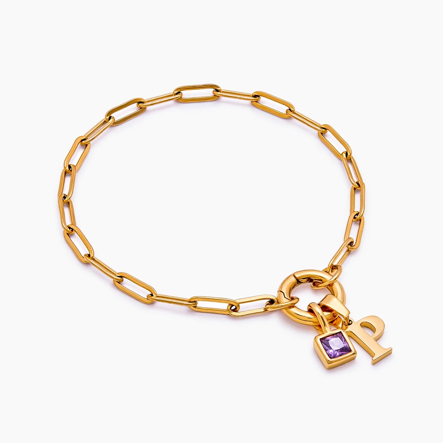 Büroklammer-Armband mit Initiale und Geburtsstein