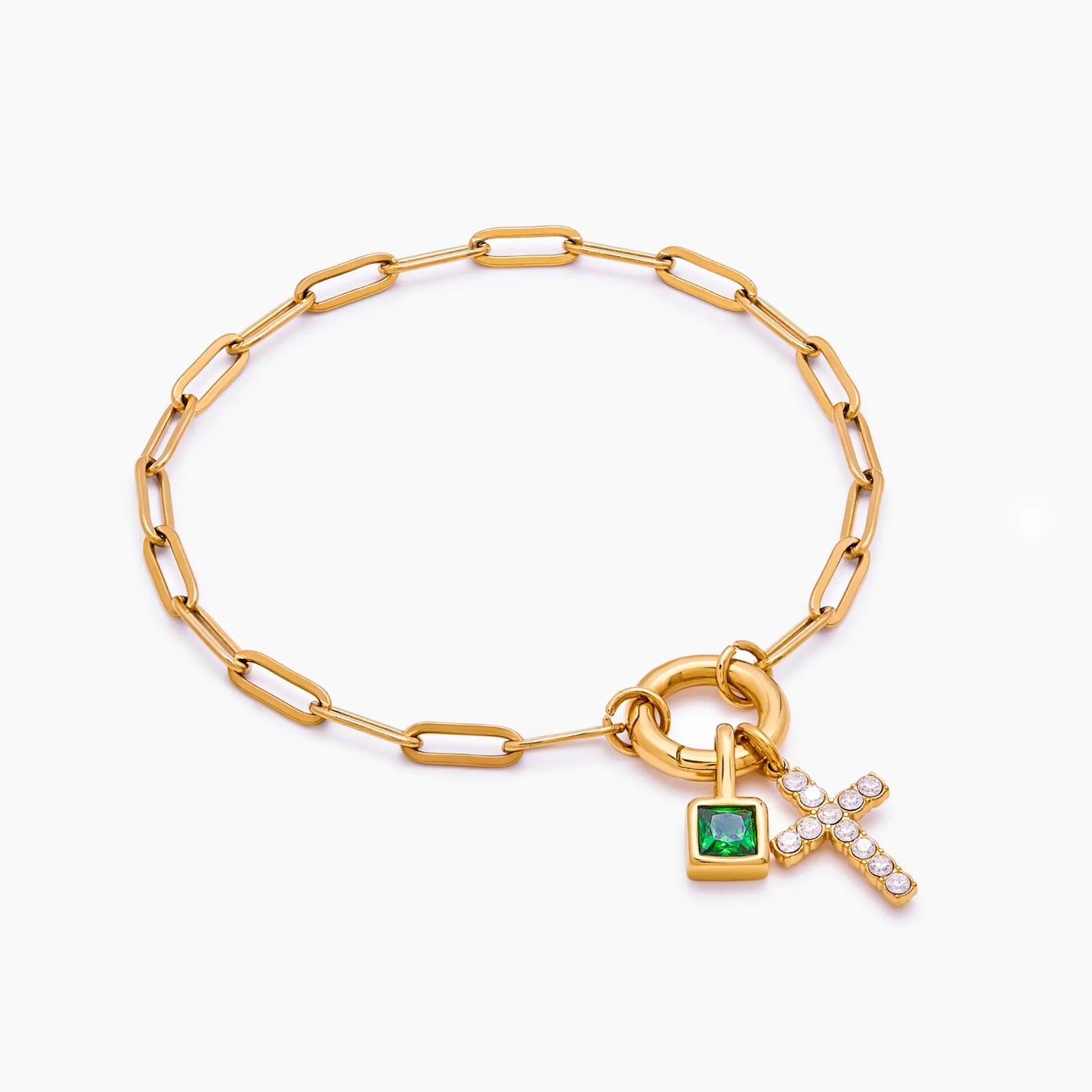 Büroklammer-Kreuz-Charm-Armband