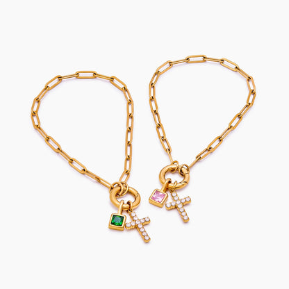 Büroklammer-Kreuz-Charm-Armband