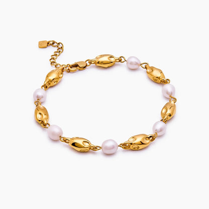Süßwasserperlen-Armband mit geschmolzenem Gold