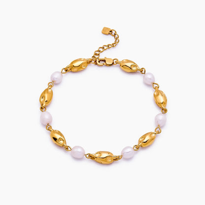Süßwasserperlen-Armband mit geschmolzenem Gold