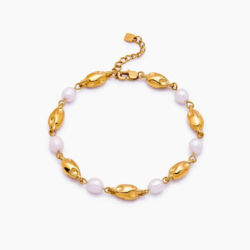 Süßwasserperlen-Armband mit geschmolzenem Gold