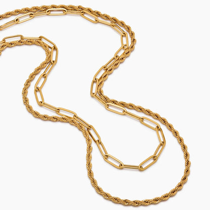 Layering-Halskette mit Büroklammer- und Kordelkette