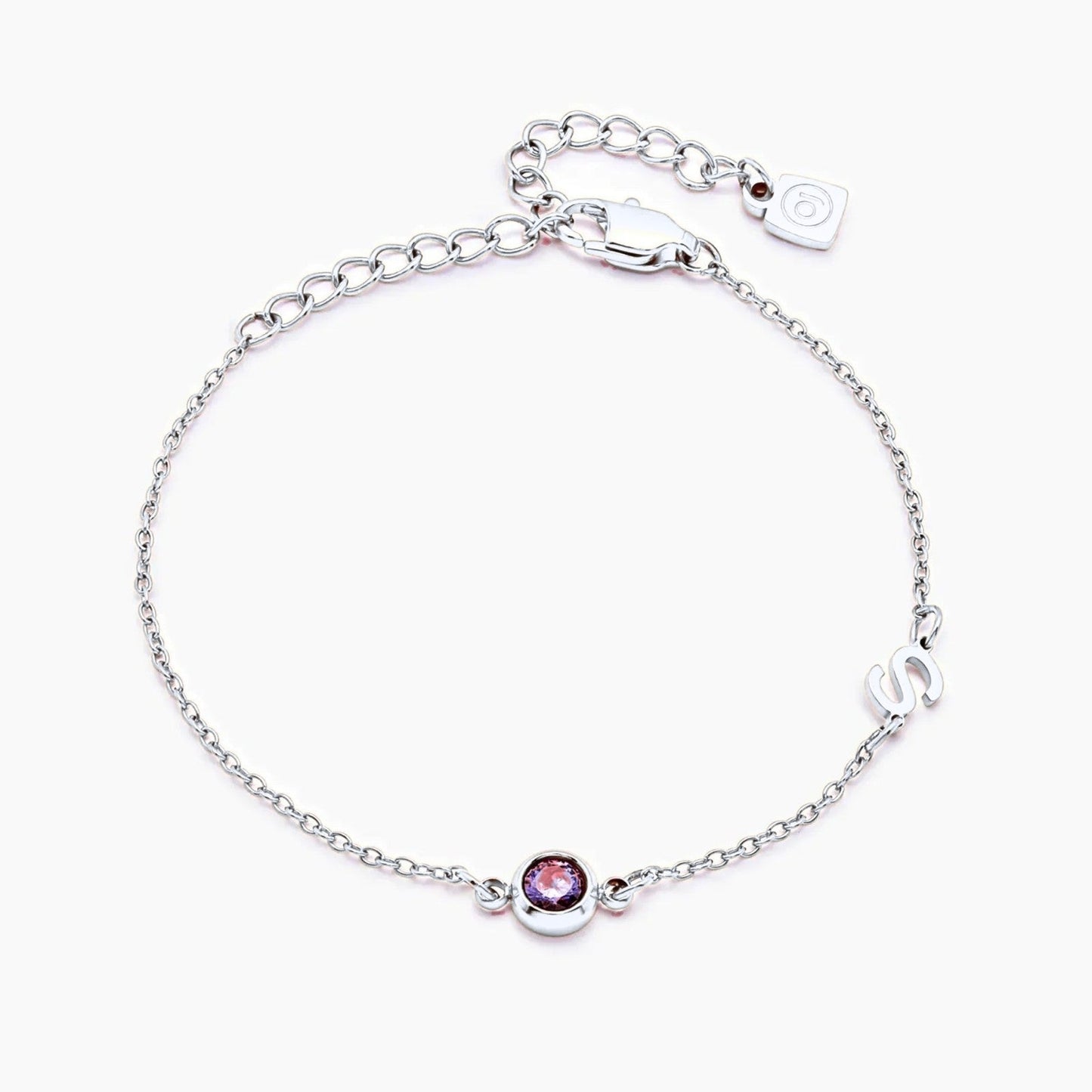 Seitlich gefasstes Initial-Geburtsstein-Armband