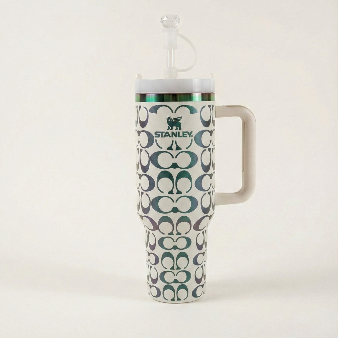 Holografischer Monogramm Quencher Tumbler  (1,2 l) – Weiß